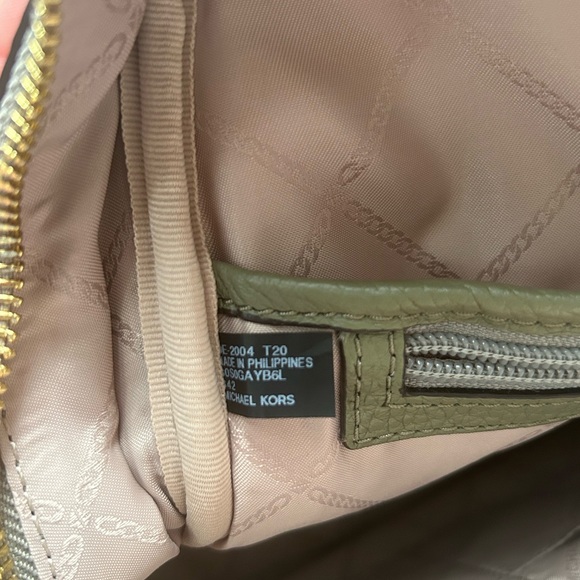 Michael Kors Olive Green Pebbled Leather Mini Backpack Gold Hardware NWOT - Picture 15 of 16